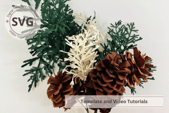 Cedar Leaves and Pine Cone SVG Template for Christmas