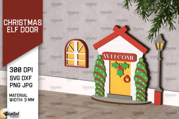 Christmas Elf Door Laser Cut Design for Winter Amp