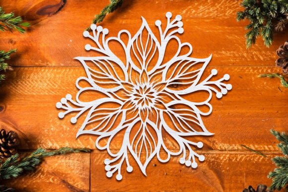 Christmas Flower Laser Cut SVG Clipart for Winter Amp