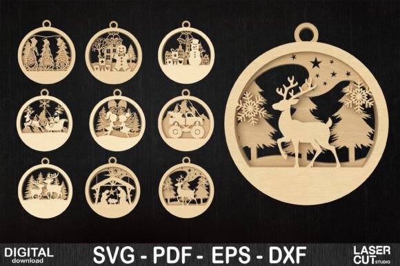 Christmas Laser Cut Ornaments Bundle for Winter Amp