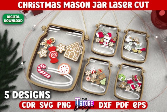 Christmas Mason Jar Bundle Holiday CNC for Winter Amp