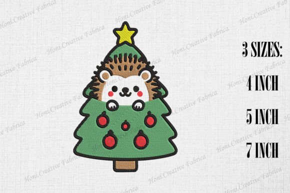 Cute Hedgehog Peeking from Xmas Tree for Holiday Projects