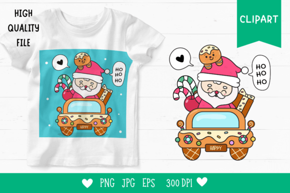 Cute Santa on Car Gift Box Gingerbread T-Shirt Designs Review