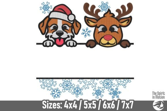Dog and Rudolph Split Frame - Snowflakes Review