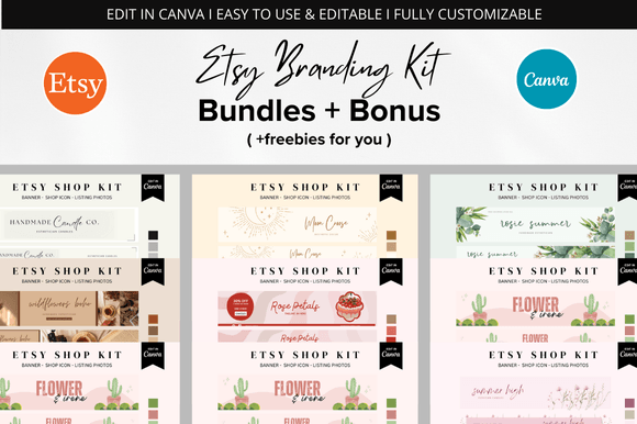 Etsy Shop Branding Kit Bundle for Etsy Shop Graphics