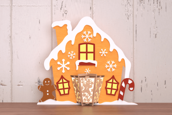 Festive Gingerbread Cottage with Lantern for Winter Amp