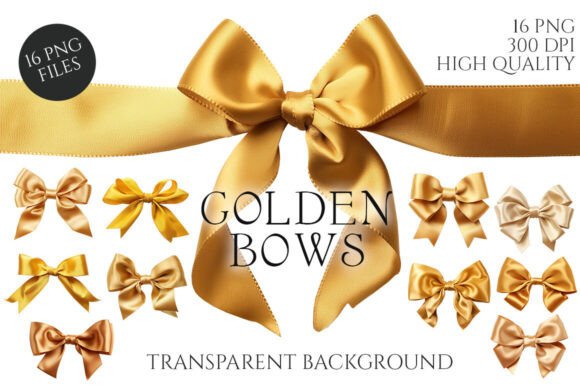 Golden Bows PNG Isolated Gift Decoration for Creative Sellers