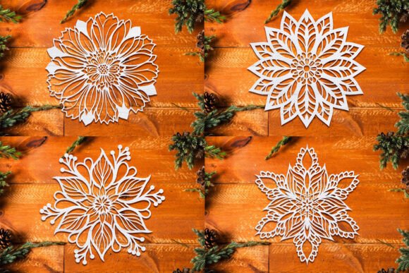 Laser Cut Christmas Flower SVG Bundle for Winter Amp
