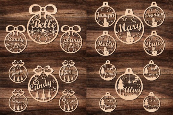 Laser Cut Name Christmas Ornament Set for Winter Amp Creations