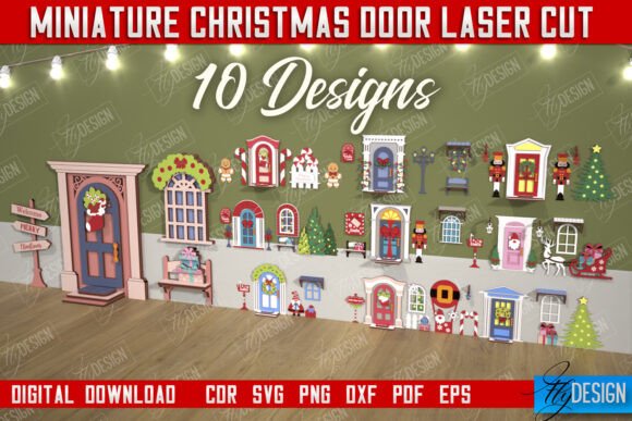 Miniature Christmas Doors Bundle CNC for Winter Amp & Blog Graphics