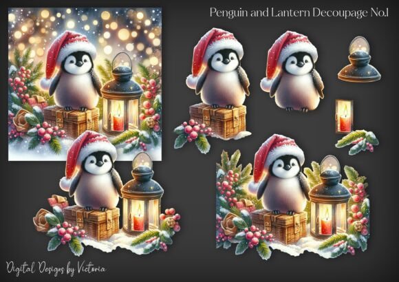 Penguin and Lantern Decoupage No.1 Review for Real Embroidery