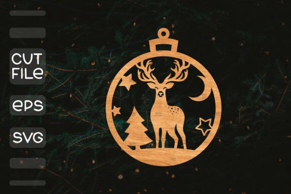Round Christmas Ornament Laser Cut SVG for Winter Amp