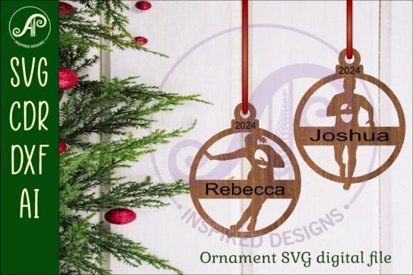 Rugby Player Christmas Ornament SVG for Winter Amp