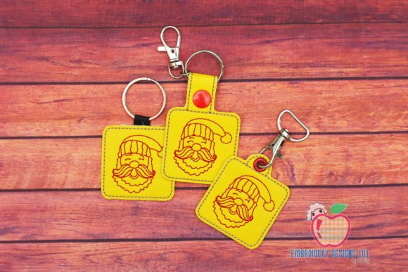 Santa Face ITH KeyFob Snaptab for Christmas Branding