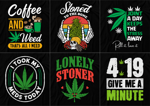 Weed T-shirt Design Bundle, 420 T-Shirt for Modern T-Shirt Designs